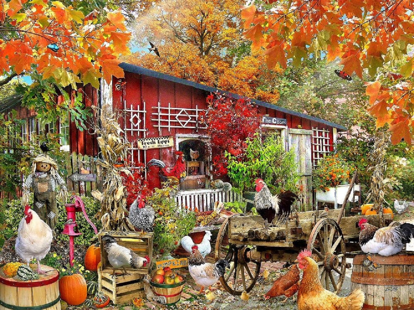 Barnyard Chickens 500 pc  Jigsaw Puzzle 34871