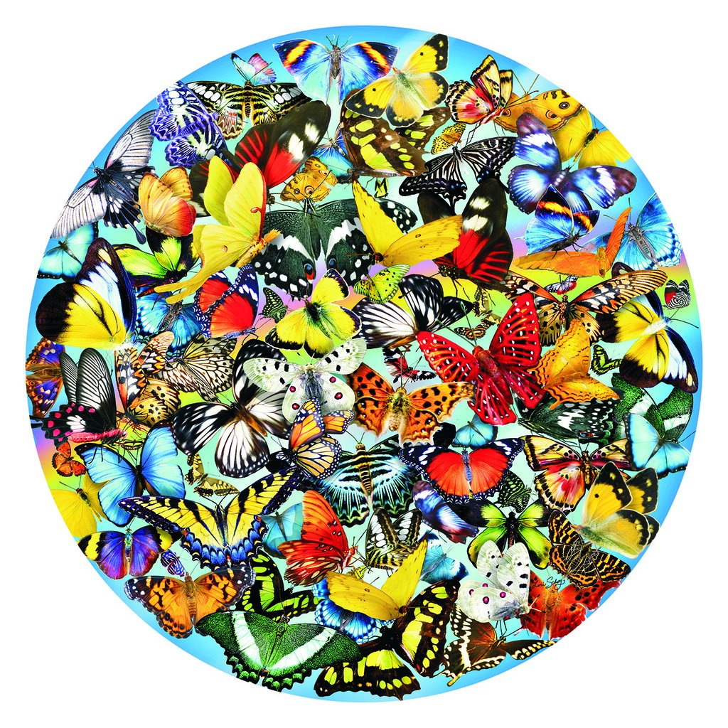 Butterflies in the Round 1000 pc Round Jigsaw Puzzle 34953