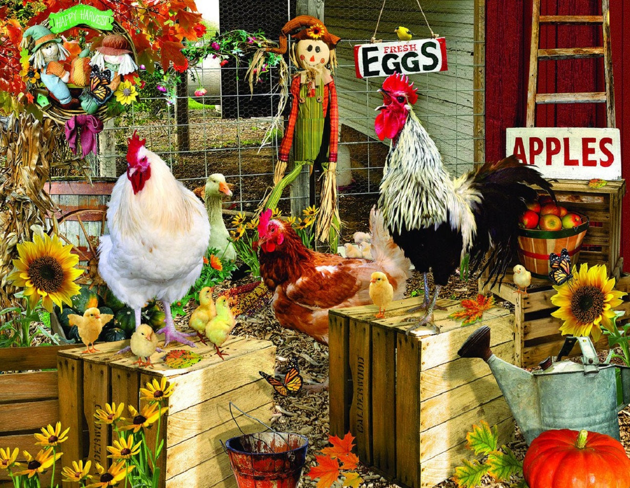 Chickens on the Farm 1000 pc Large Pieces Jigsaw Puzzle 34896