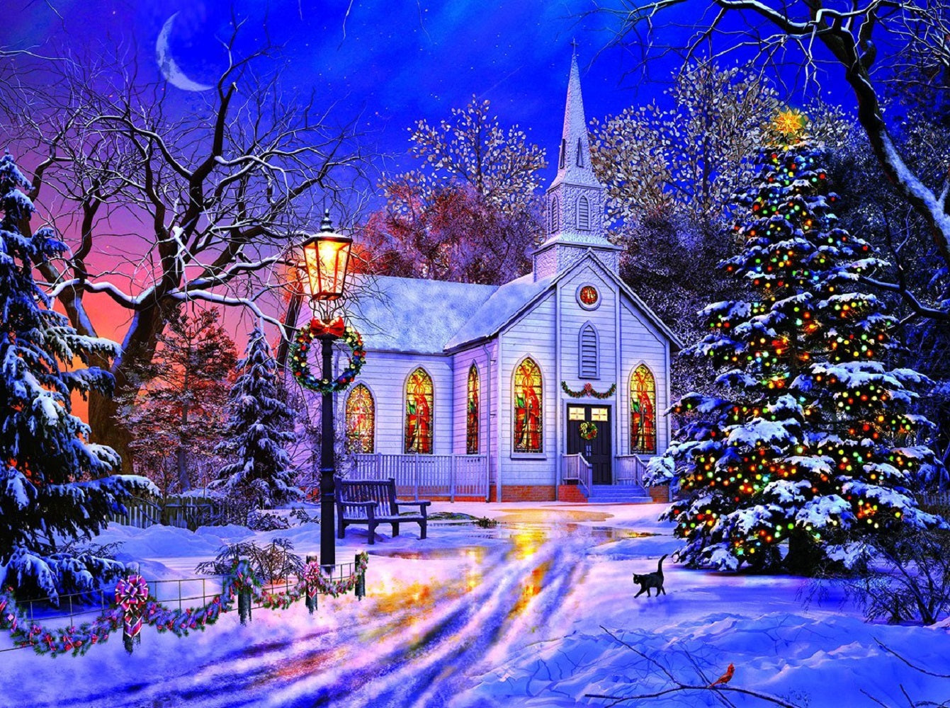The Old Christmas Church 1000 pc  Jigsaw Puzzle 50041