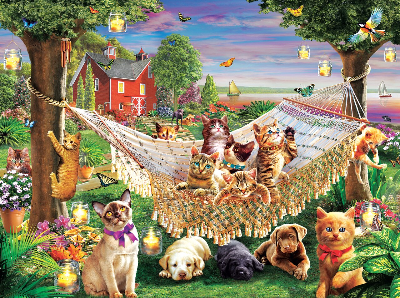 Kittens Puppies and Butterflies 500 pc  Jigsaw Puzzle 51830