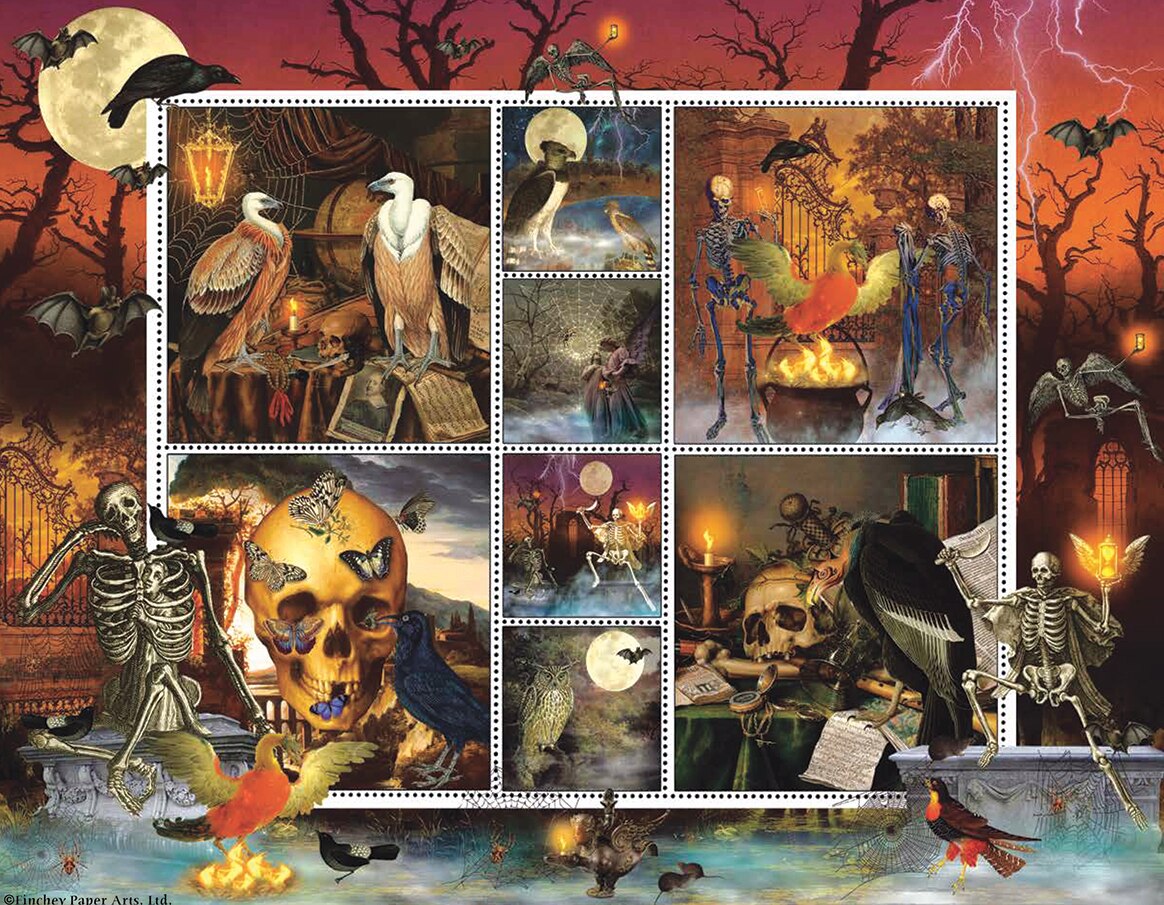 Halloween Stamps: Skeleton Dance 1000 pc  Jigsaw Puzzle 55924