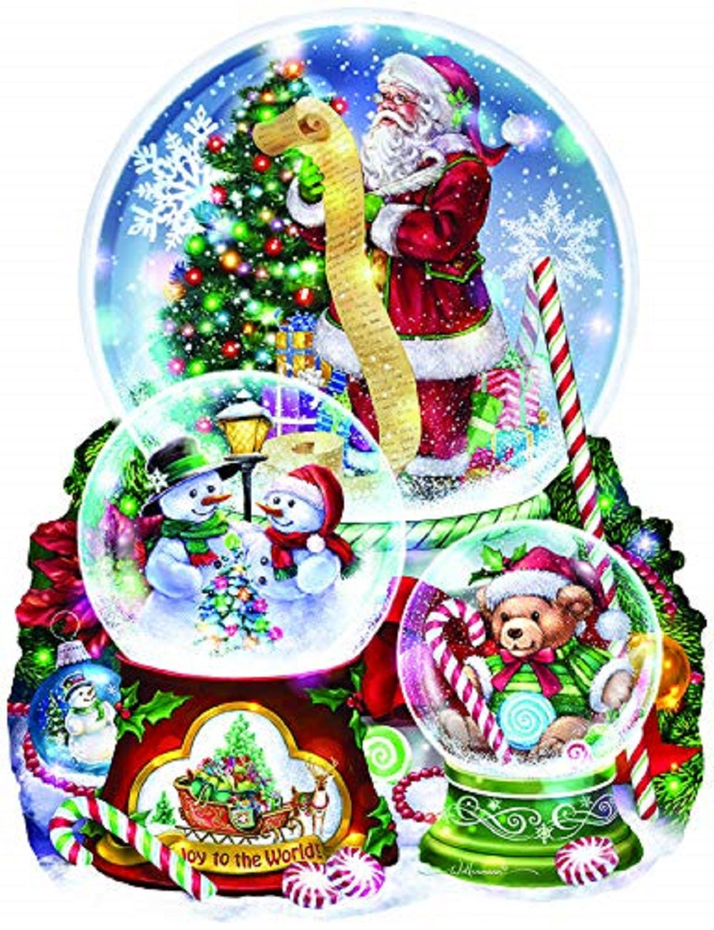3  Snow Globes 1000 pc Special Shape Jigsaw Puzzle 96063