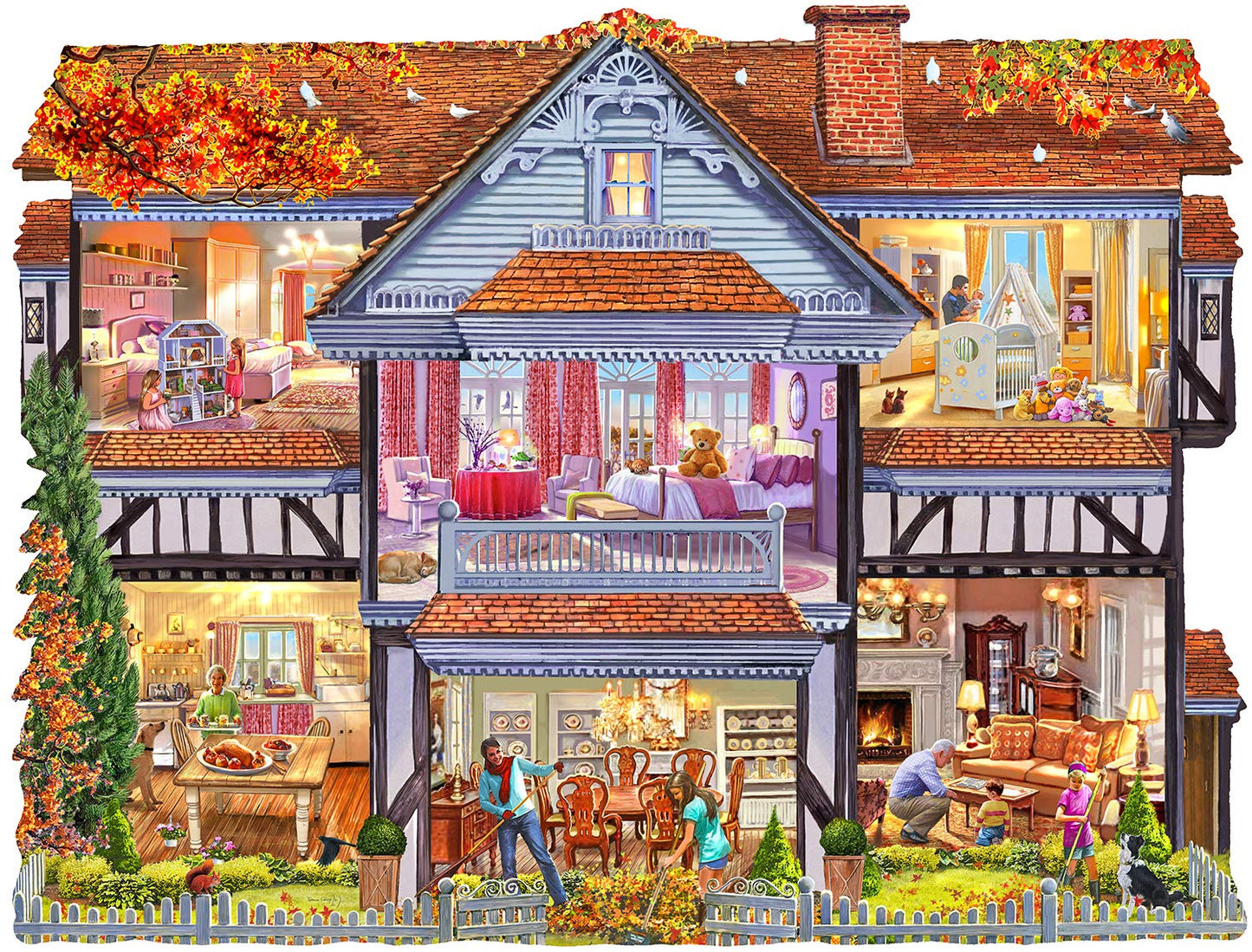 Autumn Country House 1000 pc Special Shape Jigsaw Puzzle 96058