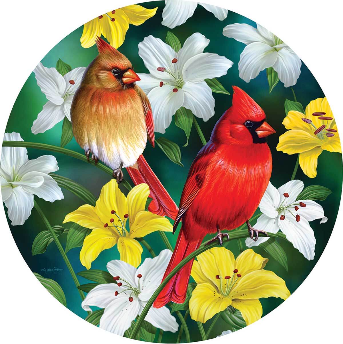 Cardinals in the Round 500 pc Round Jigsaw Puzzle 70965