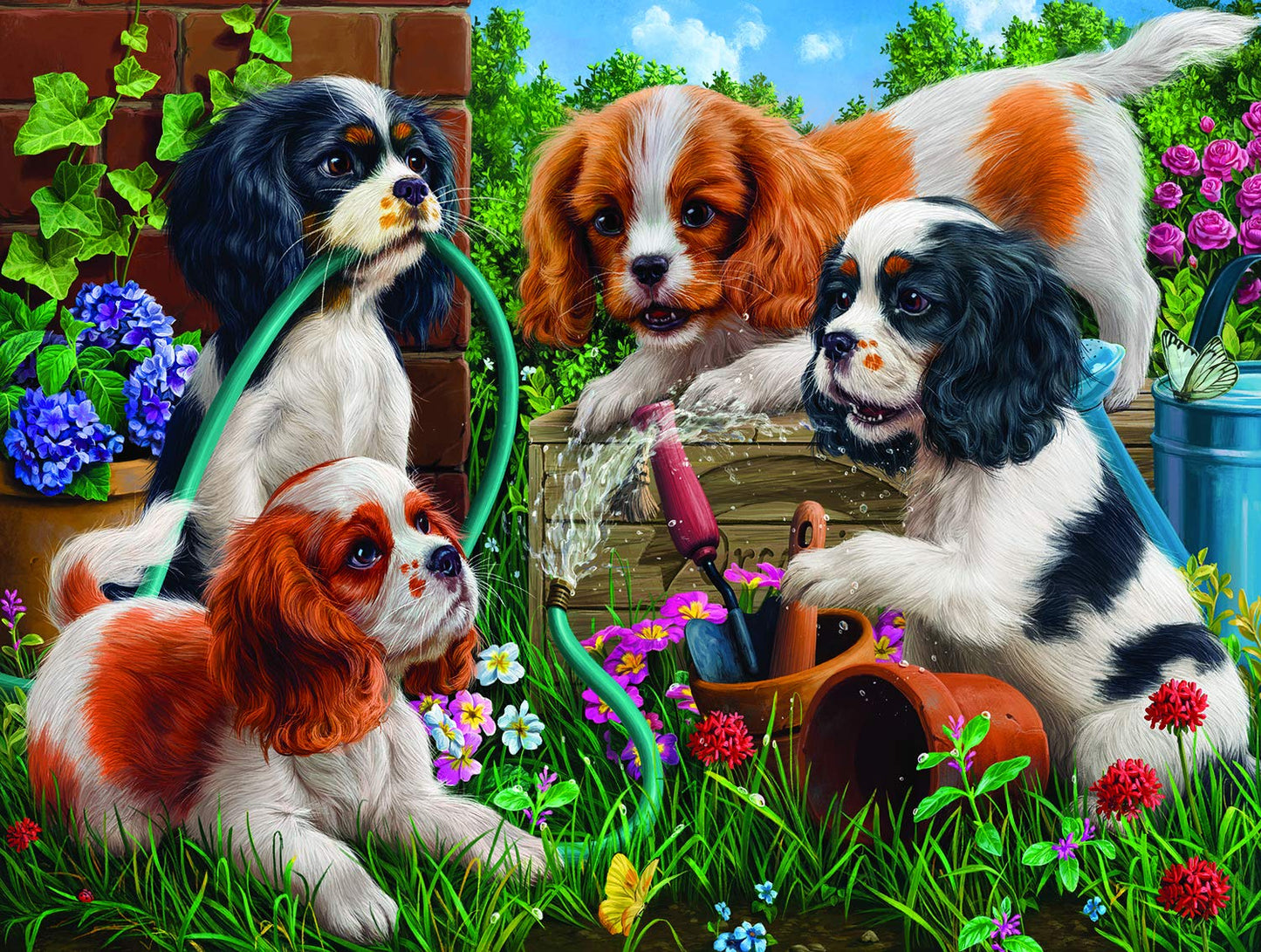Pups in the Garden 1000 pc  Jigsaw Puzzle 42946
