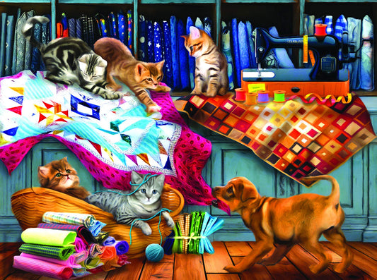 Quilting Room Mischief 1000 pc  Jigsaw Puzzle 28874