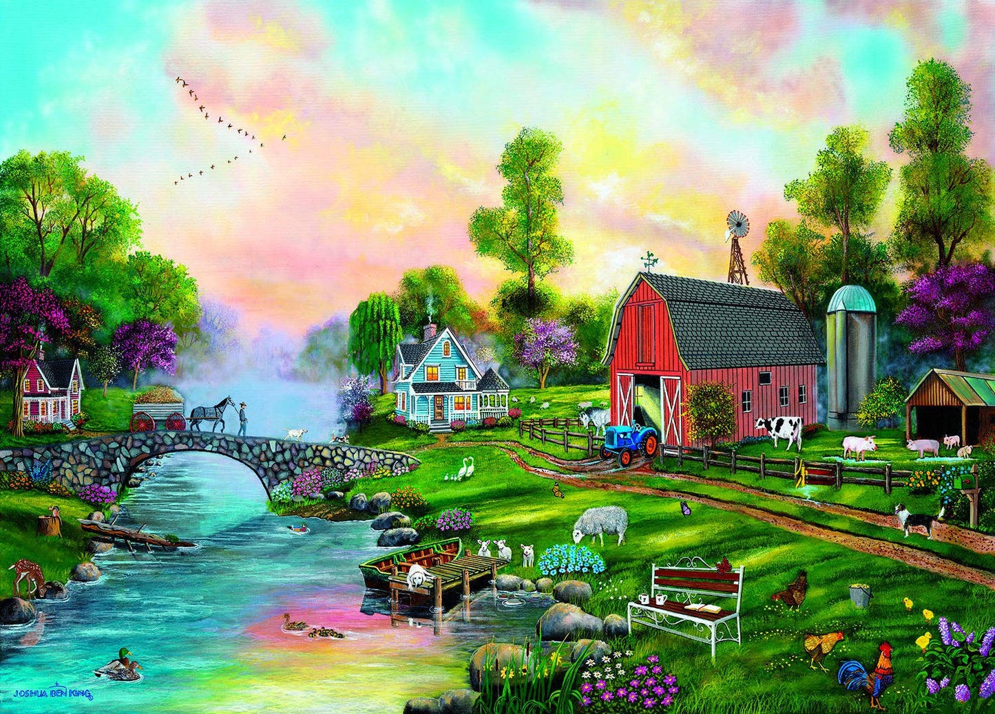 Bridge to the Farm 500 pc Large Pieces Jigsaw Puzzle 60419