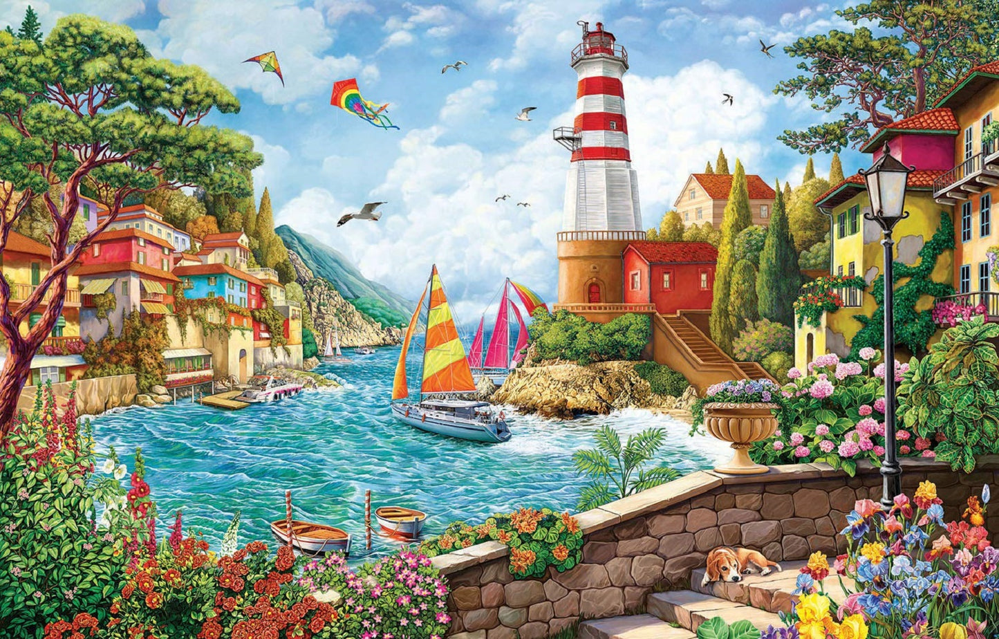 Lighthouse and Sailing Boat 550 pc  Jigsaw Puzzle 42975