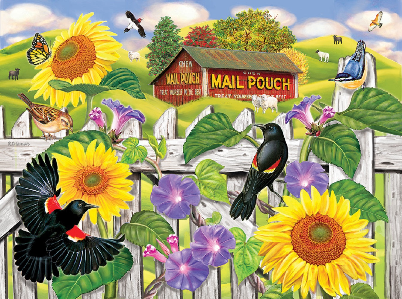 Sunflowers and Blackbirds 1000 pc  Jigsaw Puzzle 68464