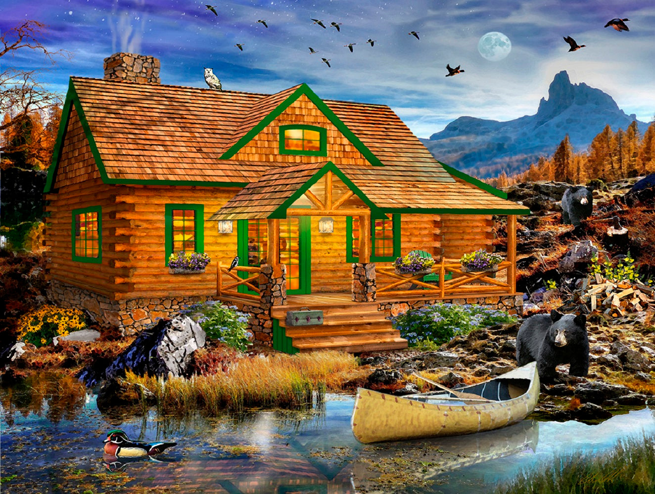 Blue Mountain Cabin 500 pc  Jigsaw Puzzle 46036