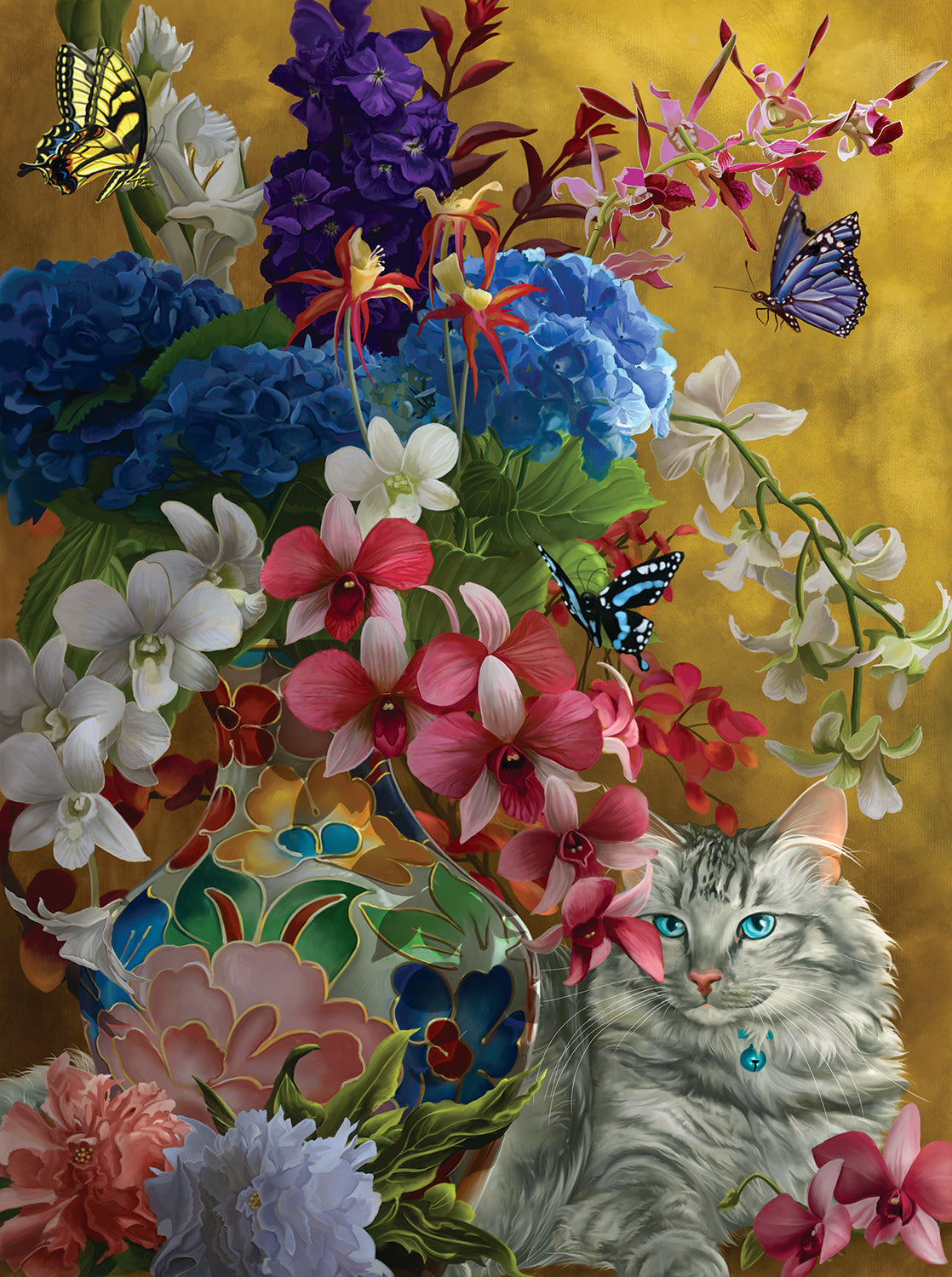 Gilded Cats And Flowers 1000 pc  Jigsaw Puzzle 67796