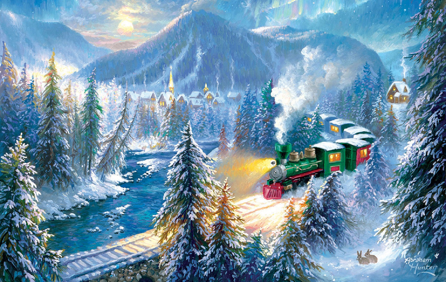 Mountain Christmas Train 500 pc  Jigsaw Puzzle 69830