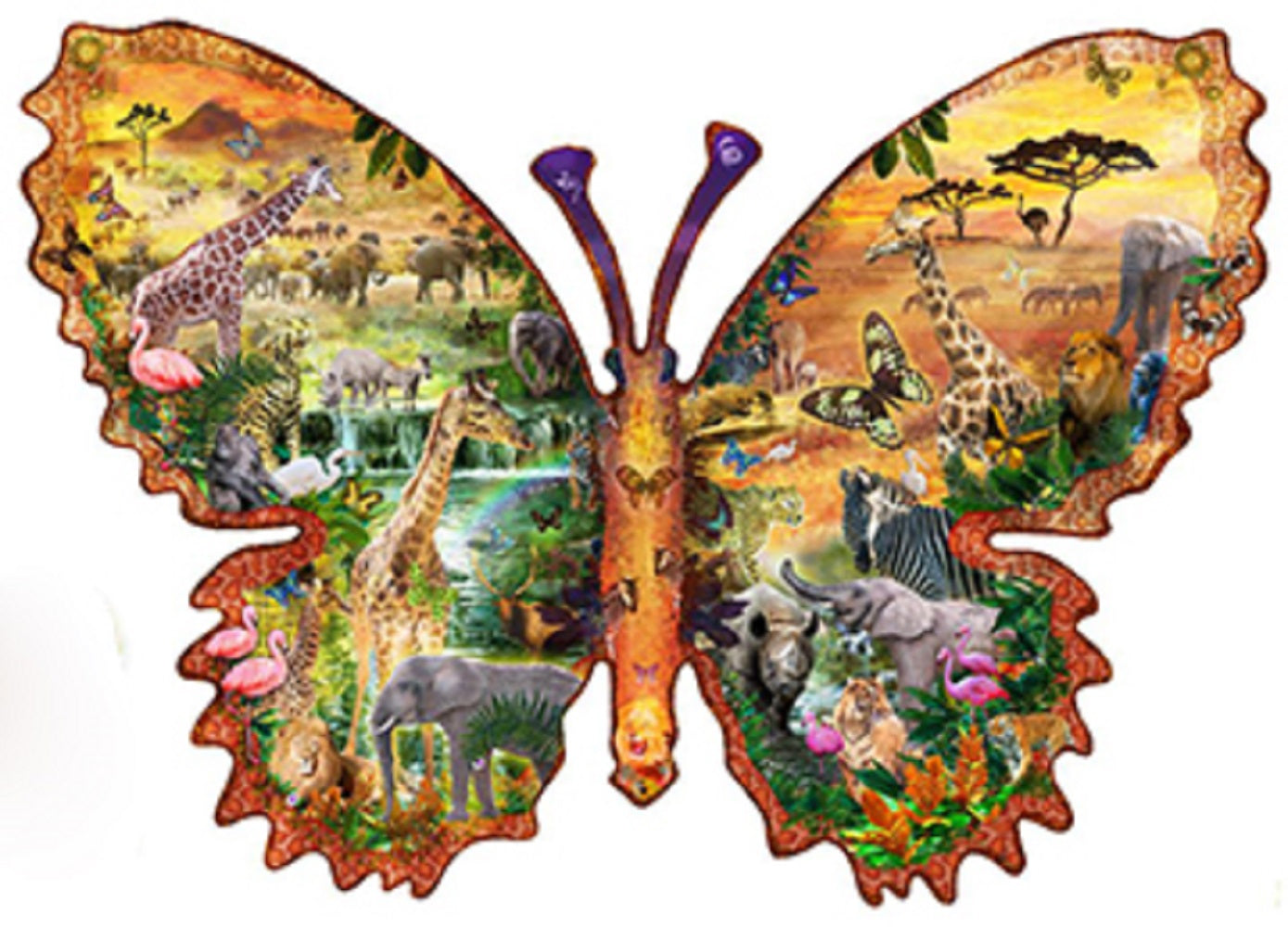 African Butterfly 1000 pc Special Shape Jigsaw Puzzle 97013