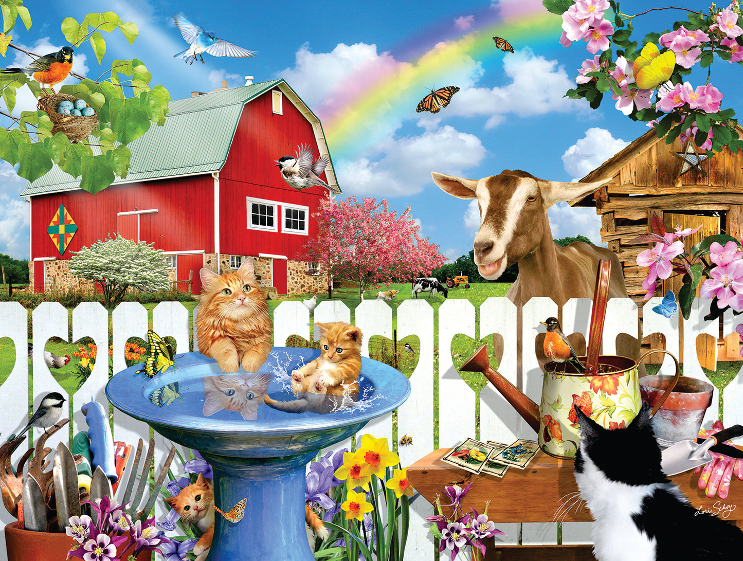 Spring Bird Bath 300 pc  Jigsaw Puzzle 34779