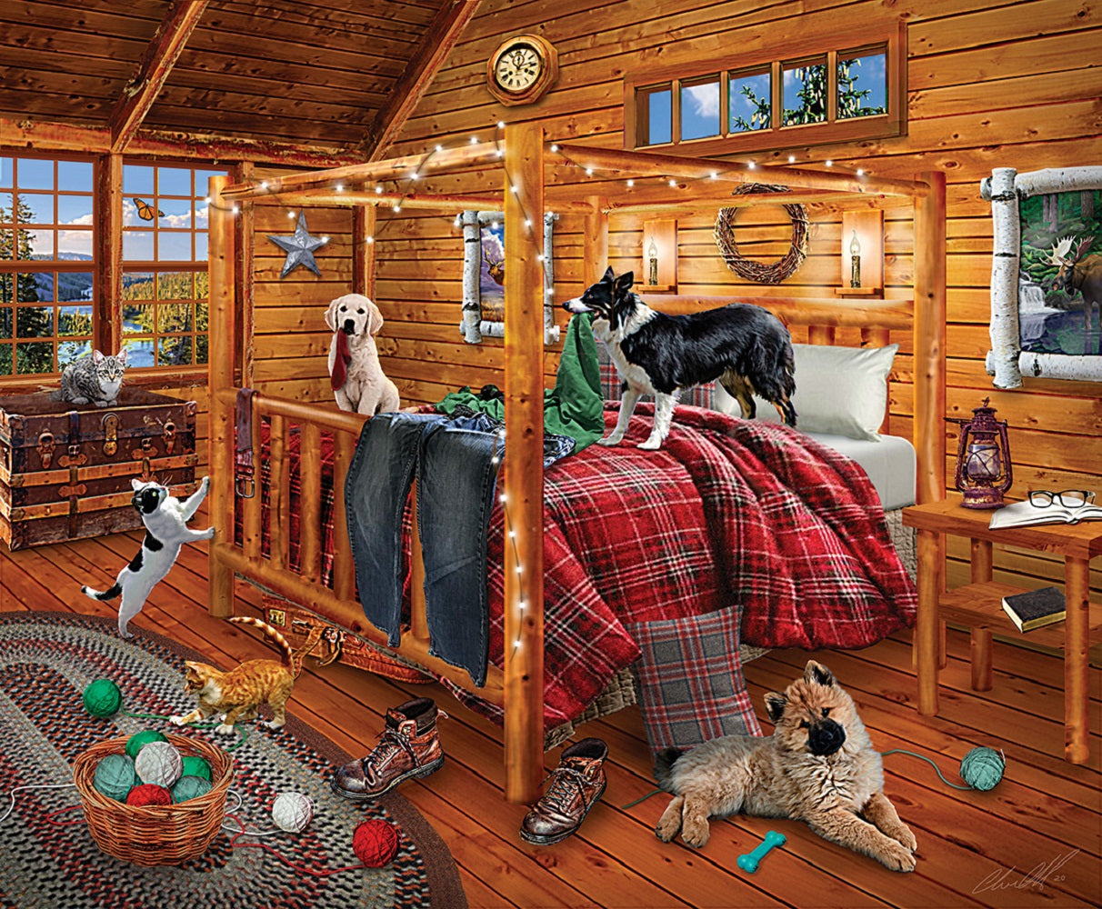 Mountain Cabin Mischief 1000 pc  Jigsaw Puzzle 46016