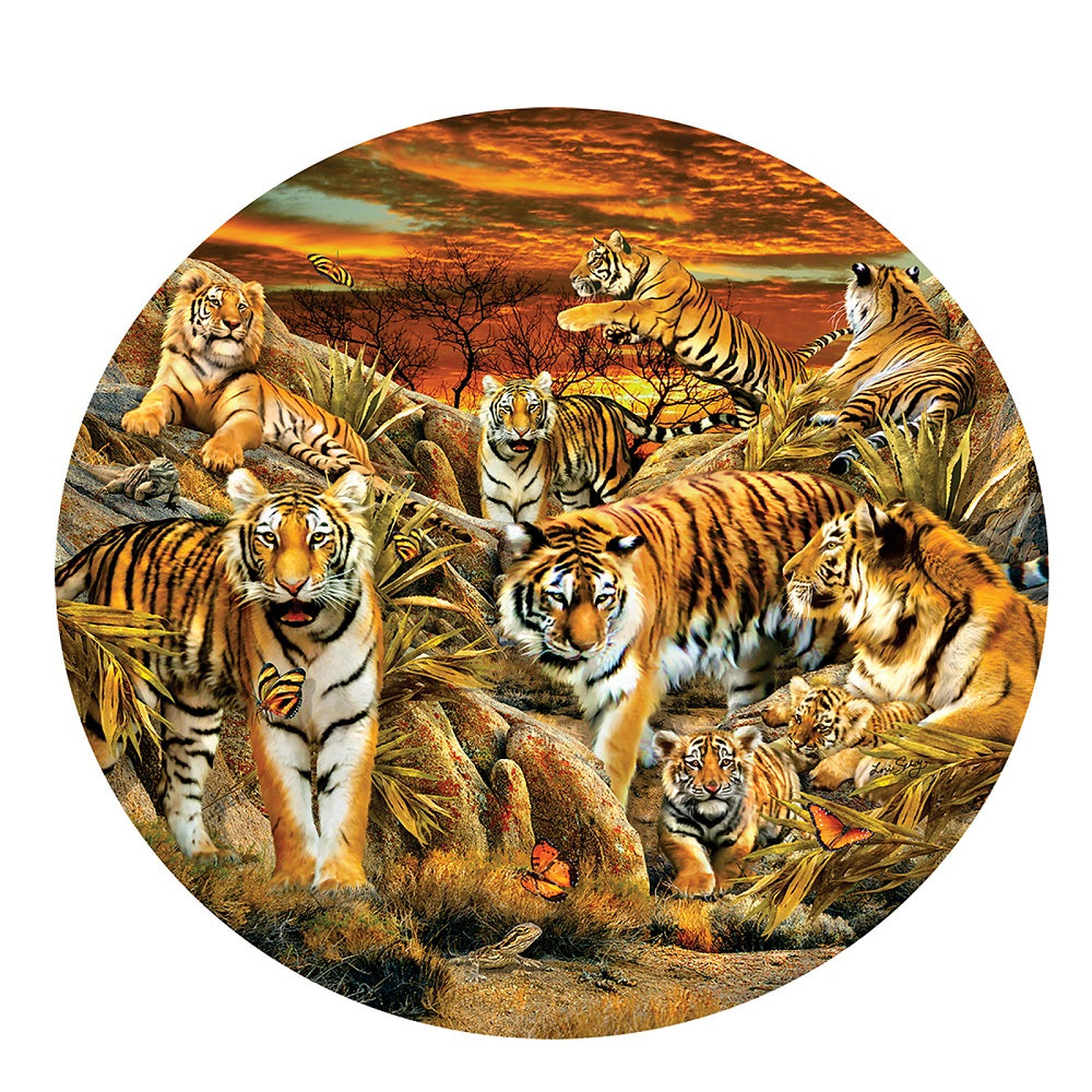 Tigers Galore 500 pc Round Jigsaw Puzzle 35124