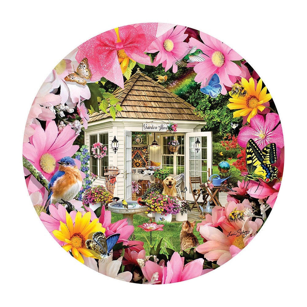 Garden Shed in Flower 500 pc Round Jigsaw Puzzle 35254