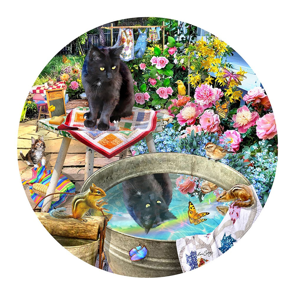Kitty Reflections 500 pc Round Jigsaw Puzzle 35256