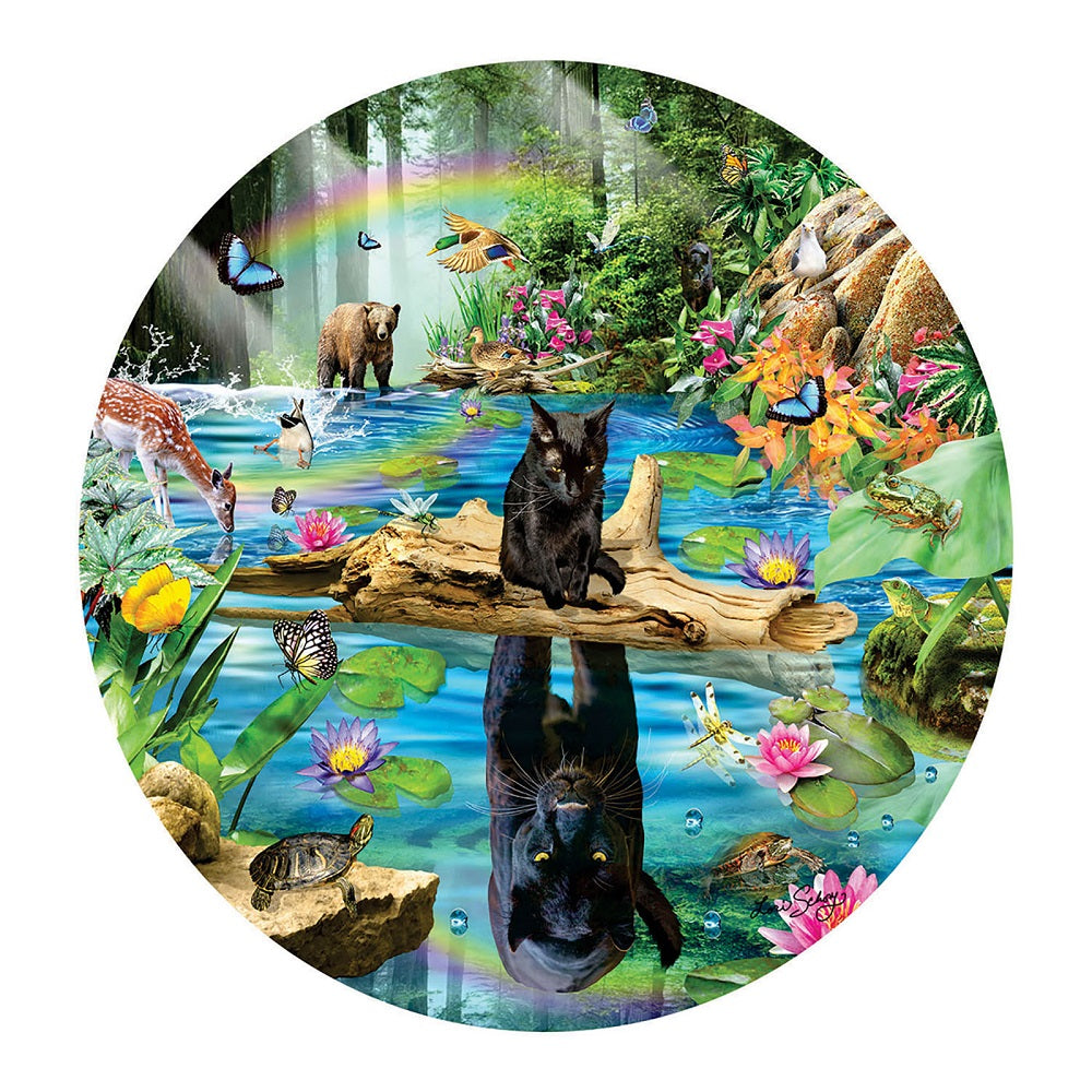 Panther Reflections 500 pc Round Jigsaw Puzzle 35269