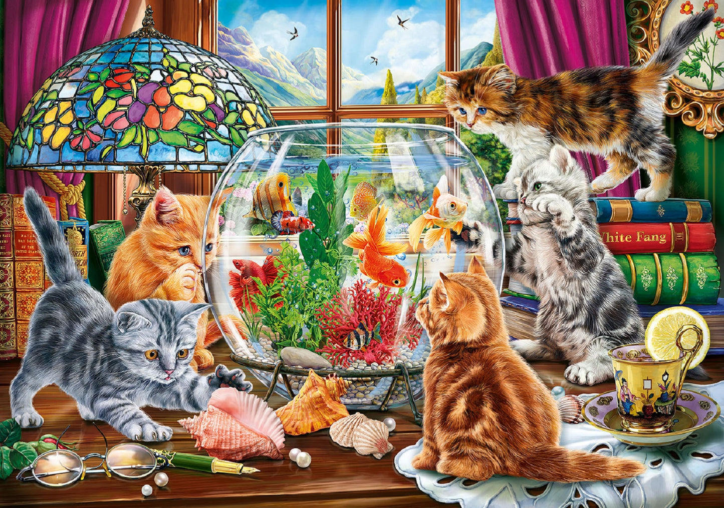 Kittens and the Aquarium 500 pc Large Pieces Jigsaw Puzzle 42973