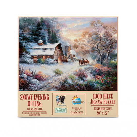 Snowy Evening Outing 1000 pc  Jigsaw Puzzle 18055