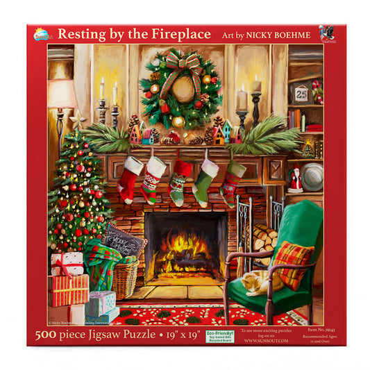 Resing by the Fireplace 500 pc  Jigsaw Puzzle 19143