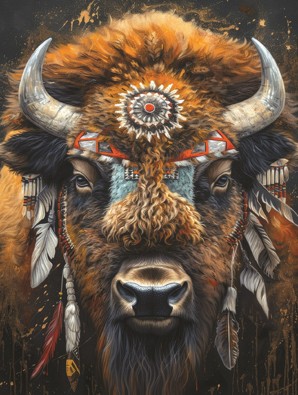 Native American Bison 500 pc  Jigsaw Puzzle 27045
