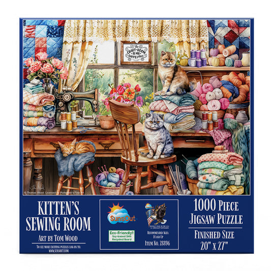 Kittens Sewing Room 1000 pc  Jigsaw Puzzle 28896