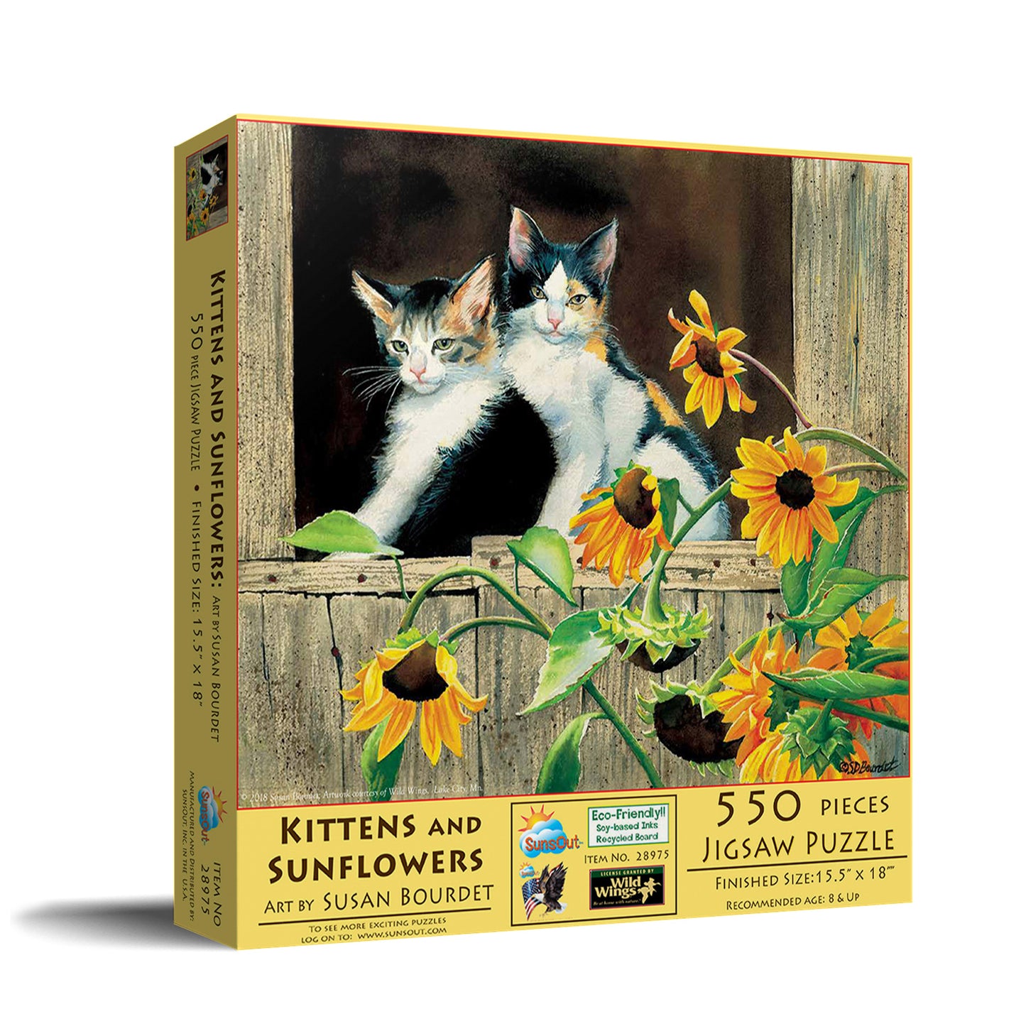 Kittens and Sunflowers 550 pc  Jigsaw Puzzle 28975
