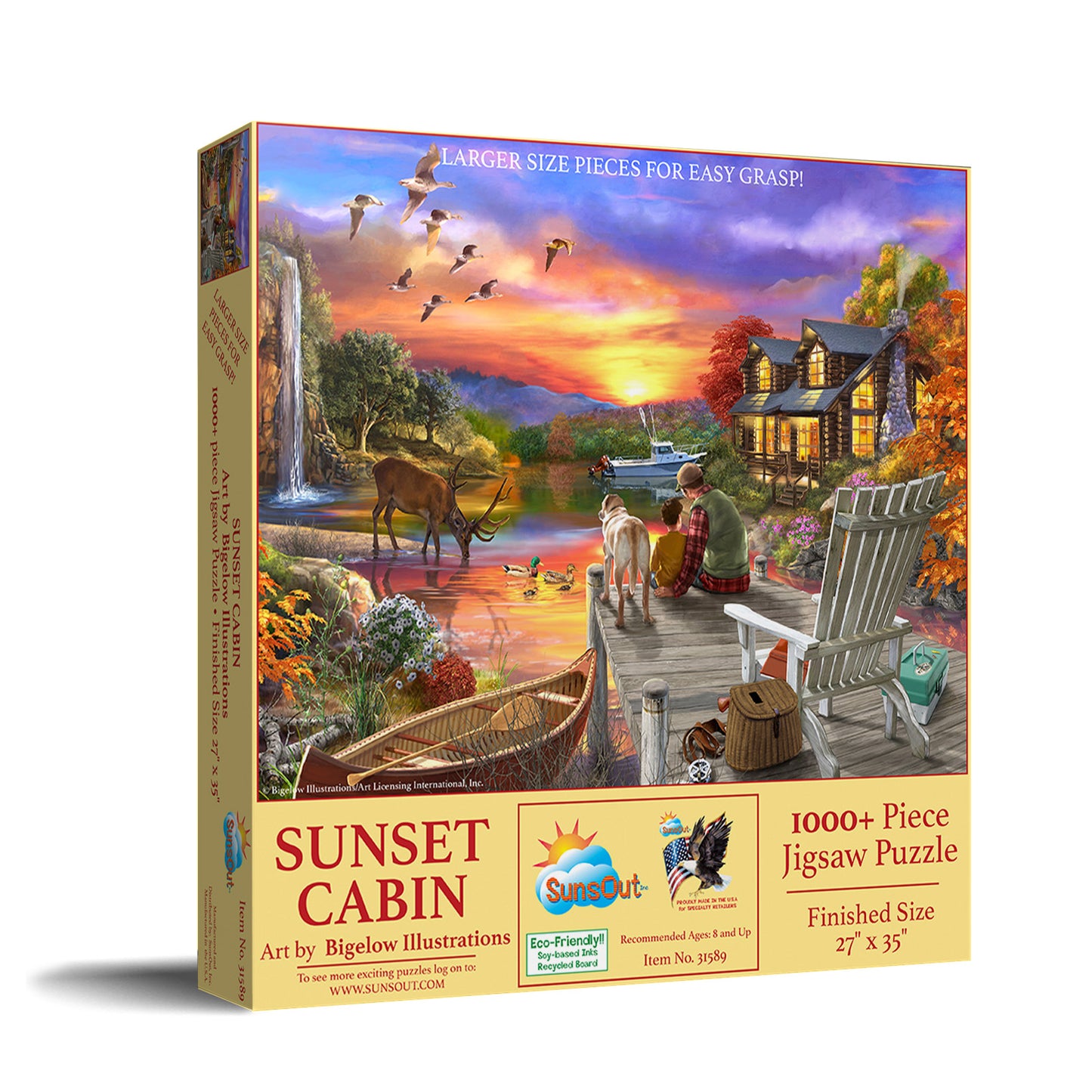 Sunset Cabin 1000 pc Large Pieces Jigsaw Puzzle 31589