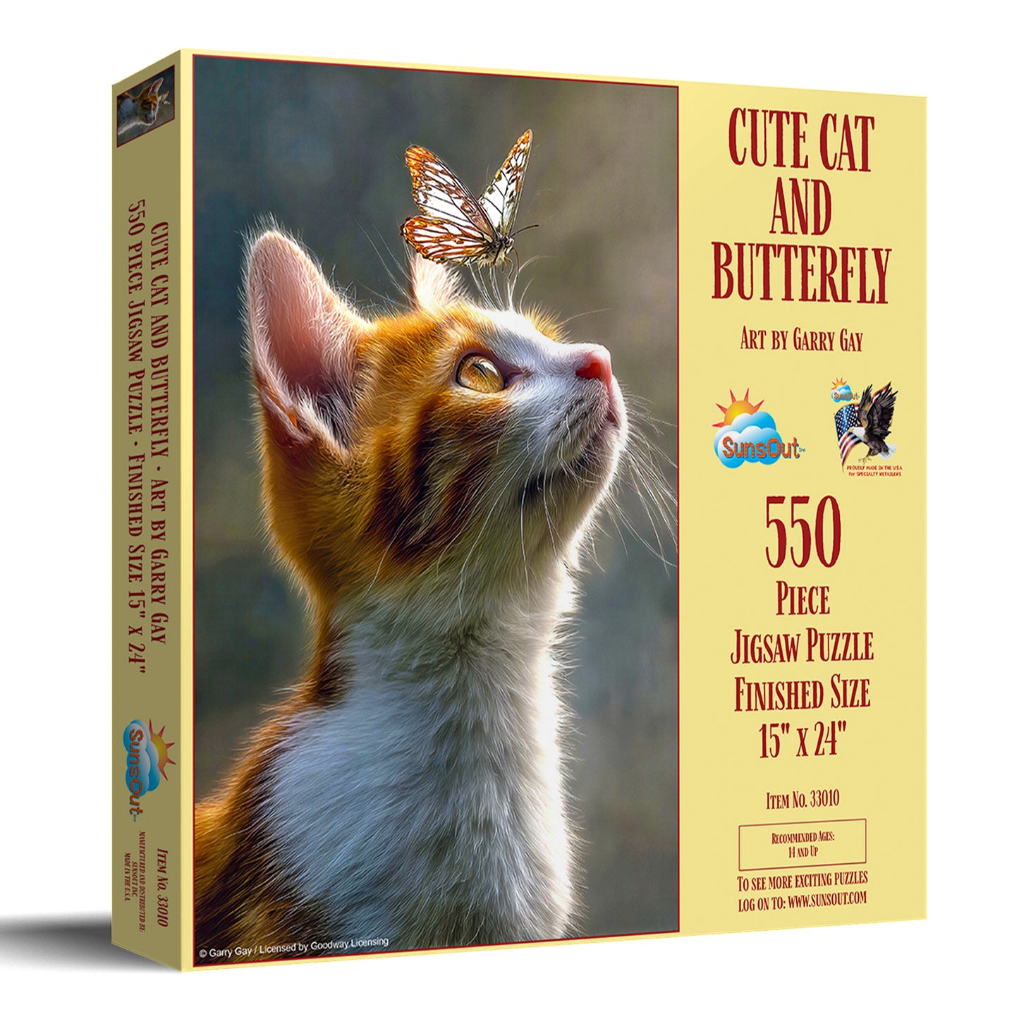 Cute Cat and Butterfly 550 pc  Jigsaw Puzzle 33010