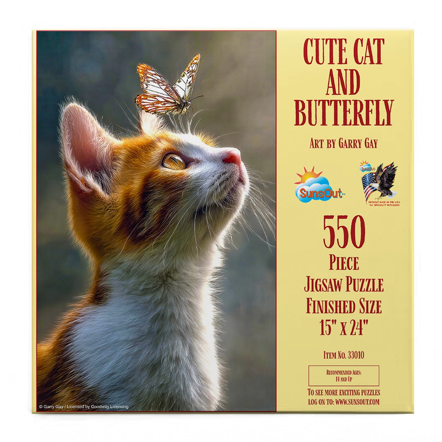 Cute Cat and Butterfly 550 pc  Jigsaw Puzzle 33010