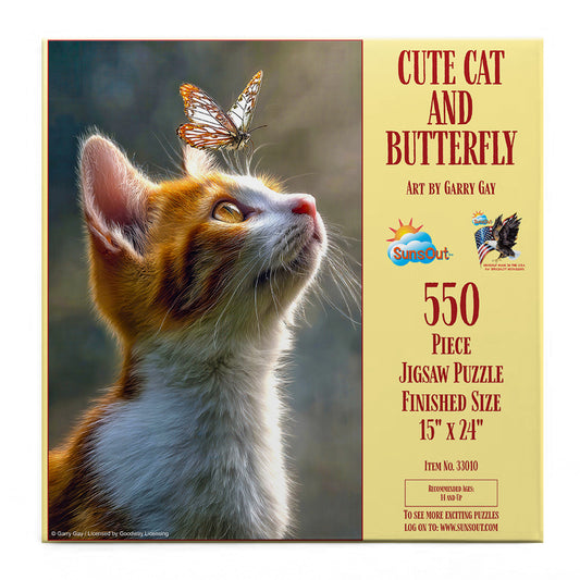 Cute Cat and Butterfly 550 pc  Jigsaw Puzzle 33010