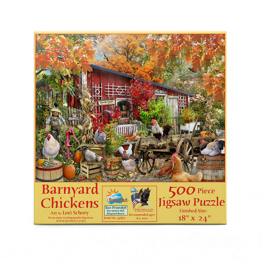 Barnyard Chickens 500 pc  Jigsaw Puzzle 34871