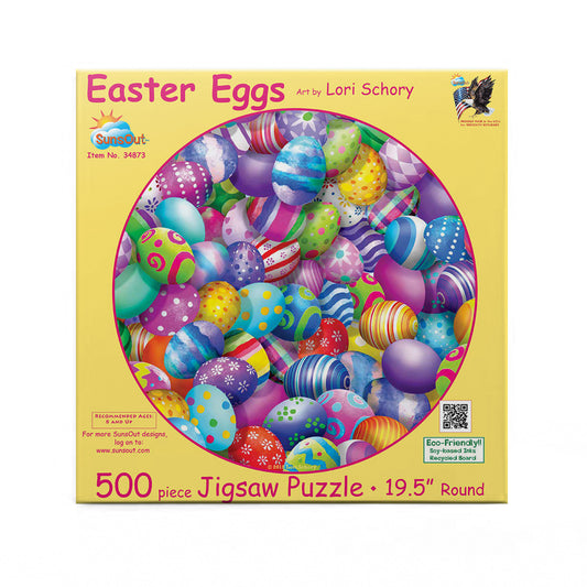 Easter Eggs 500 pc Round Jigsaw Puzzle 34873
