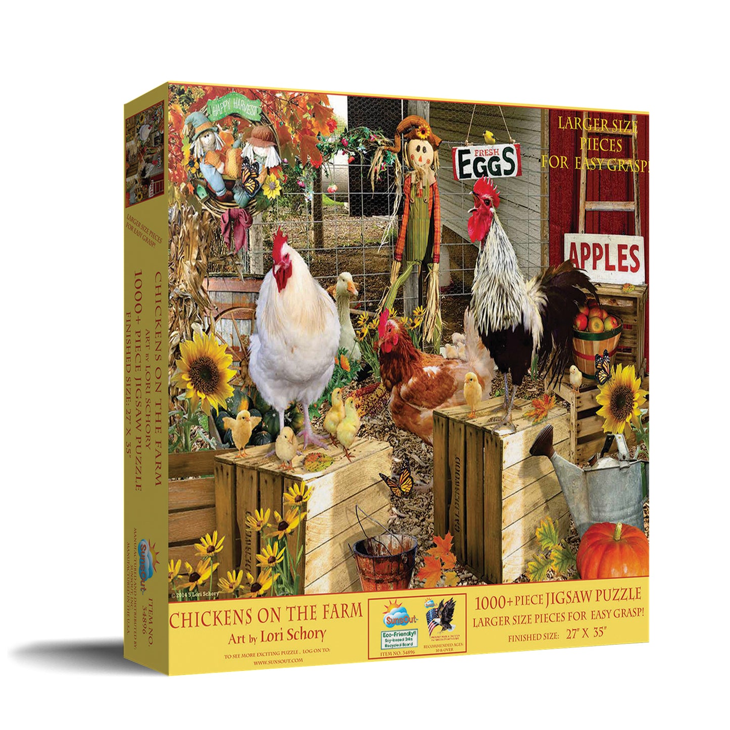 Chickens on the Farm 1000 pc Large Pieces Jigsaw Puzzle 34896