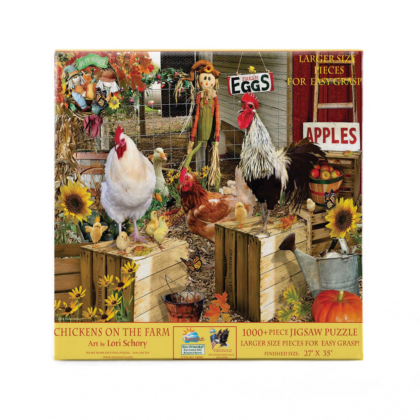 Chickens on the Farm 1000 pc Large Pieces Jigsaw Puzzle 34896