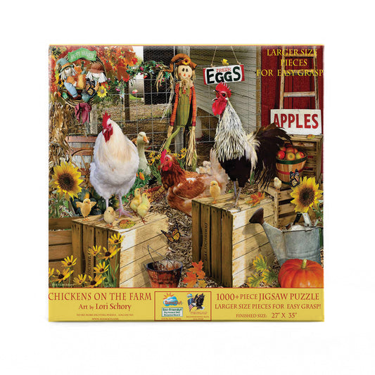 Chickens on the Farm 1000 pc Large Pieces Jigsaw Puzzle 34896