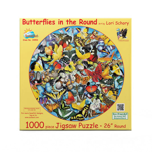 Butterflies in the Round 1000 pc Round Jigsaw Puzzle 34953