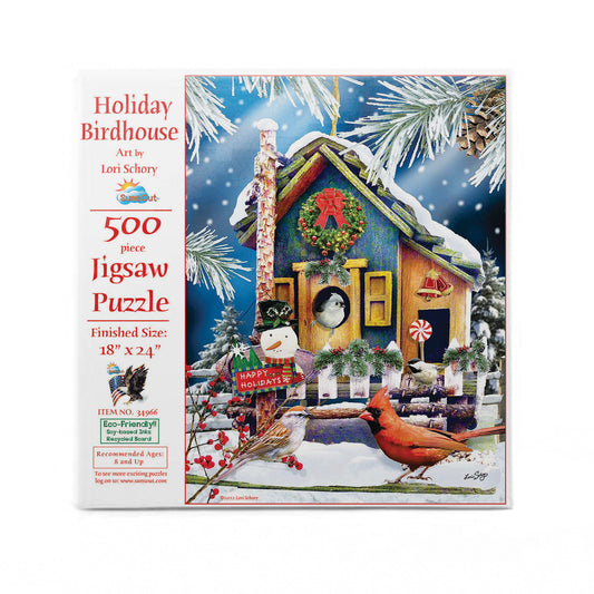 Holiday Birdhouse 500 pc  Jigsaw Puzzle 34966