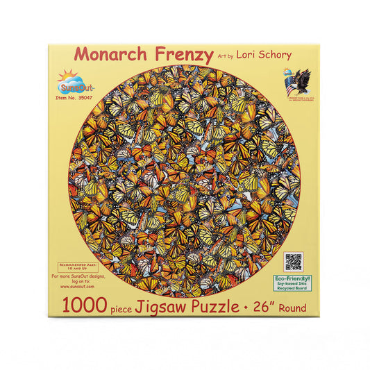Monarch Frenzy 1000 pc Round Jigsaw Puzzle 35047