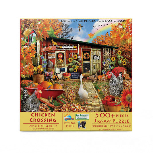 Chicken Crossing 500 pc Large Pieces Jigsaw Puzzle 35086