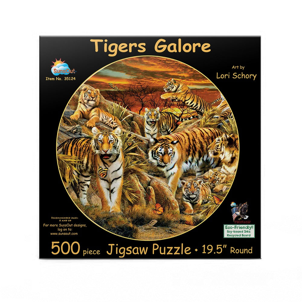 Tigers Galore 500 pc Round Jigsaw Puzzle 35124