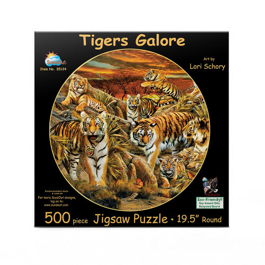Tigers Galore 500 pc Round Jigsaw Puzzle 35124