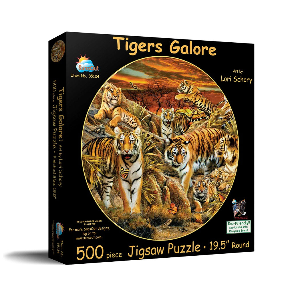 Tigers Galore 500 pc Round Jigsaw Puzzle 35124