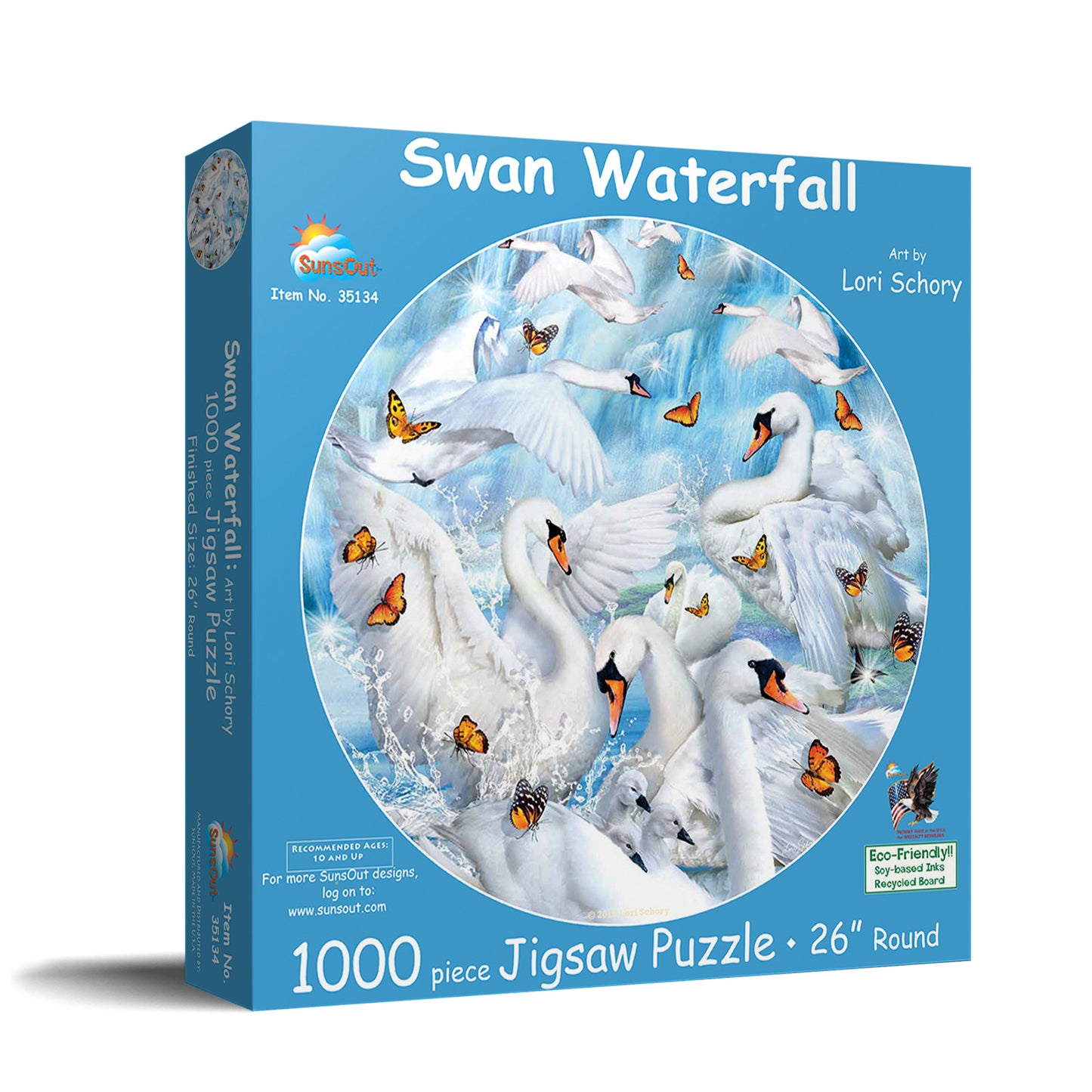 Swan Waterfall 1000 pc Round Jigsaw Puzzle 35134