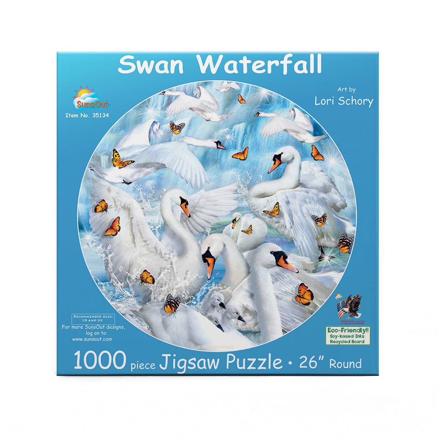 Swan Waterfall 1000 pc Round Jigsaw Puzzle 35134