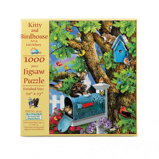 Kitty and Birdhouse 1000 pc  Jigsaw Puzzle 35240