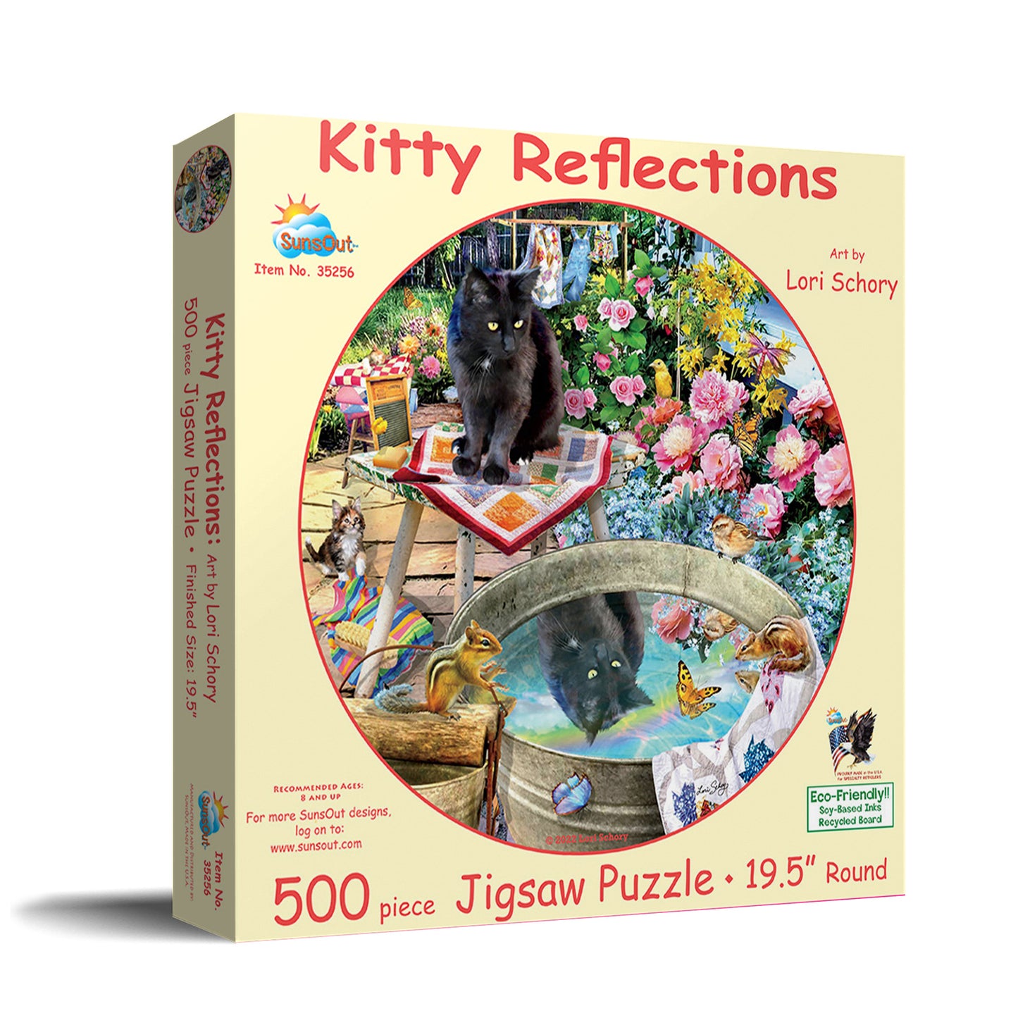 Kitty Reflections 500 pc Round Jigsaw Puzzle 35256